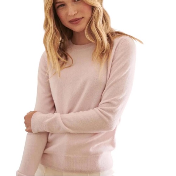 Quince Cashmere Sweater Crew neck Long Sleeve Minimal Pastel Pink Women's XS - Picture 1 of 9
